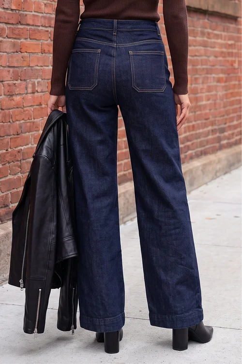 Roman Indigo Wide Leg Stretch Denim Jeans - 14 Image 3