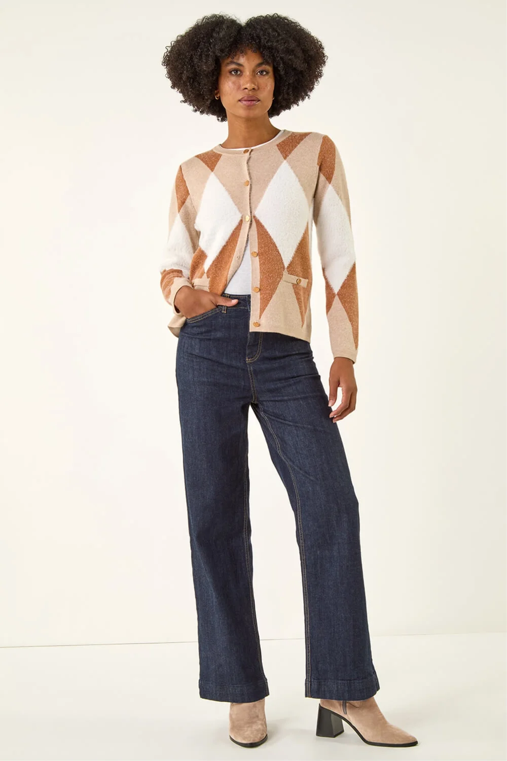 Roman Indigo Cotton Blend Wide Leg Stretch Jeans - 14 Image 2