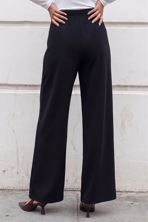 Roman Black Petite Wide Leg Stretch Trouser - 18 Image 4