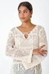 Roman Ivory Crochet Tie Front V-Neck Tunic Top - Size 12 Image 4