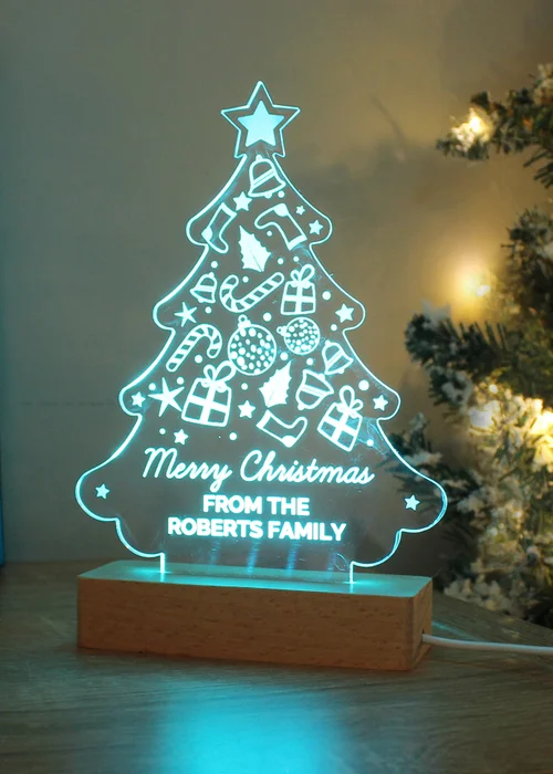 Personalised Memento Company Wood Christmas Tree Based LED Light - One Size Image 4