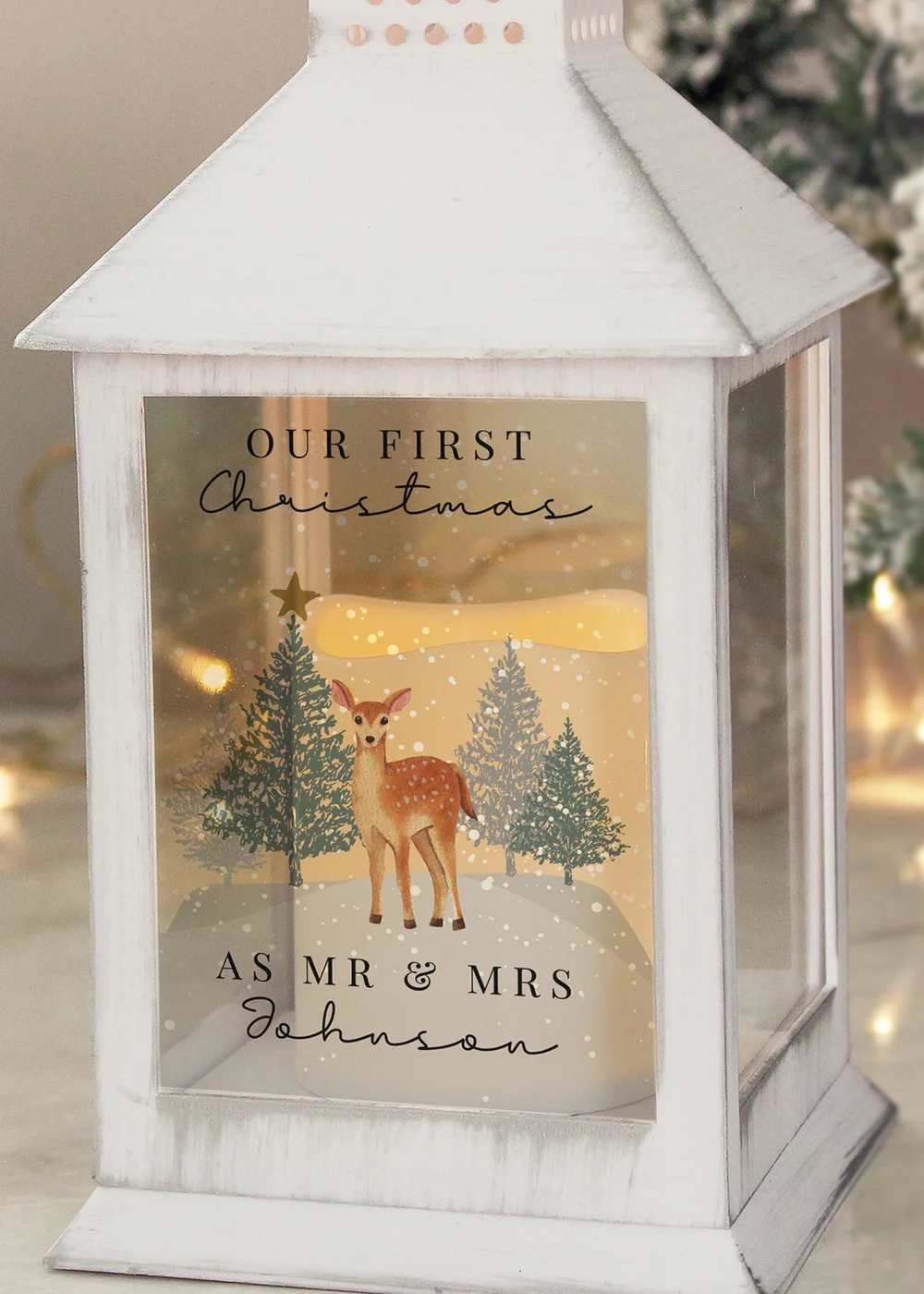 Personalised Memento Company White Christmas Deer White LED Lantern - One Size Image 2