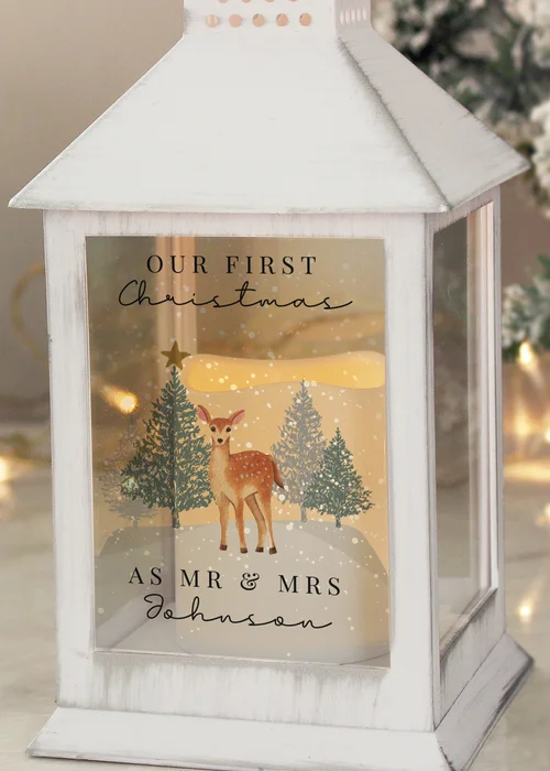 Personalised Memento Company White Christmas Deer White LED Lantern - One Size Image 2