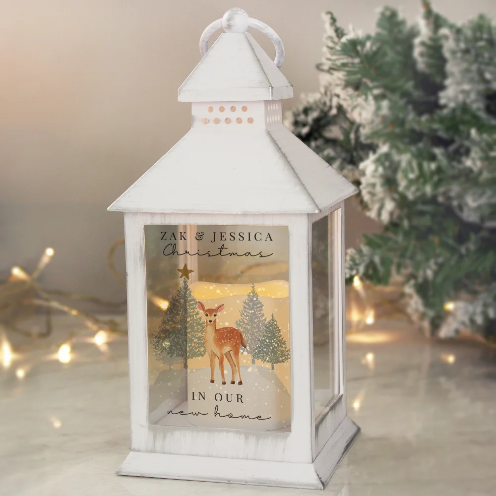 Personalised Memento Company White Christmas Deer White LED Lantern - One Size Image 3