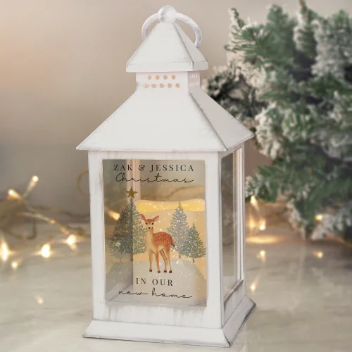 Personalised Memento Company White Christmas Deer White LED Lantern - One Size Image 3