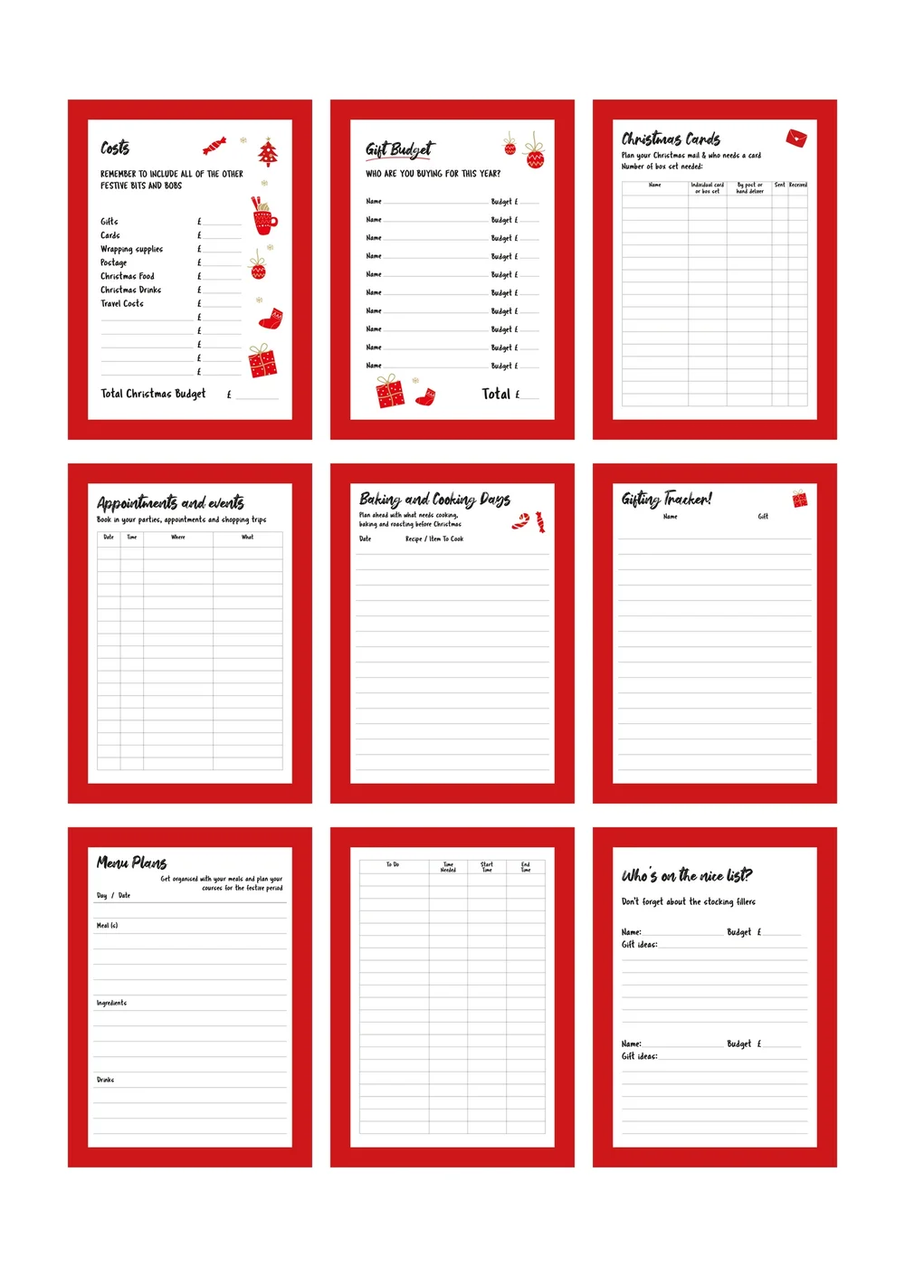 Personalised Memento Company Red Christmas A5 Planner - One Size Image 4
