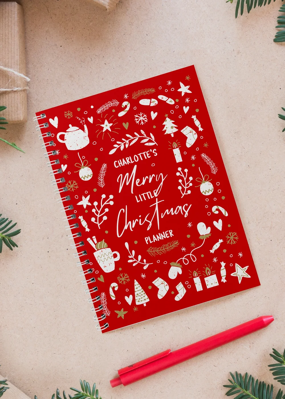 Personalised Memento Company Red Christmas A5 Planner - One Size Image 2