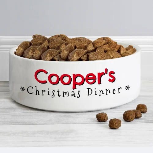 Personalised Memento Company White Christmas Dinner 14cm Medium Pet Bowl - One Size Image 4