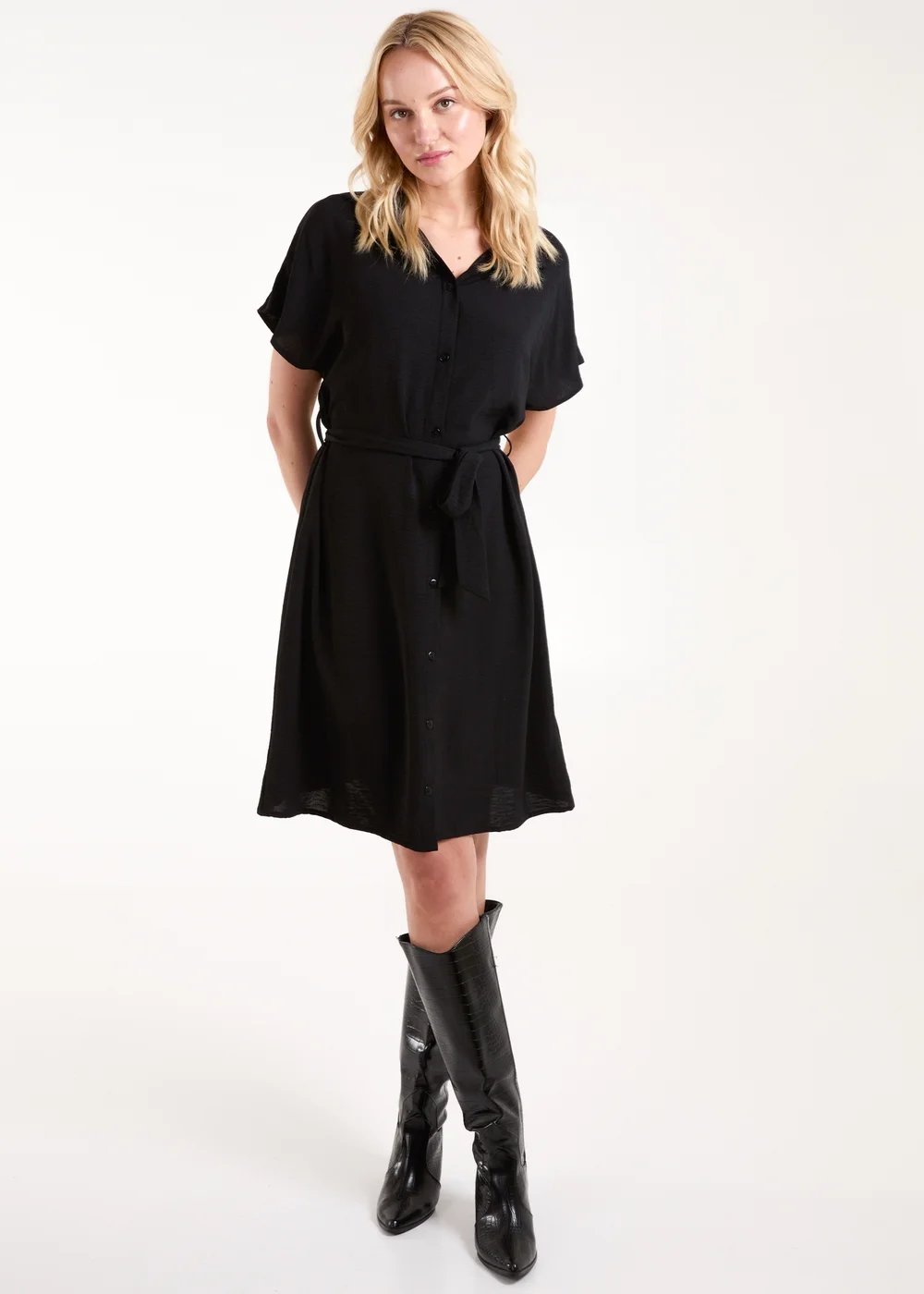 Blue Vanilla Black Shirt Dress Mini - M Image 1