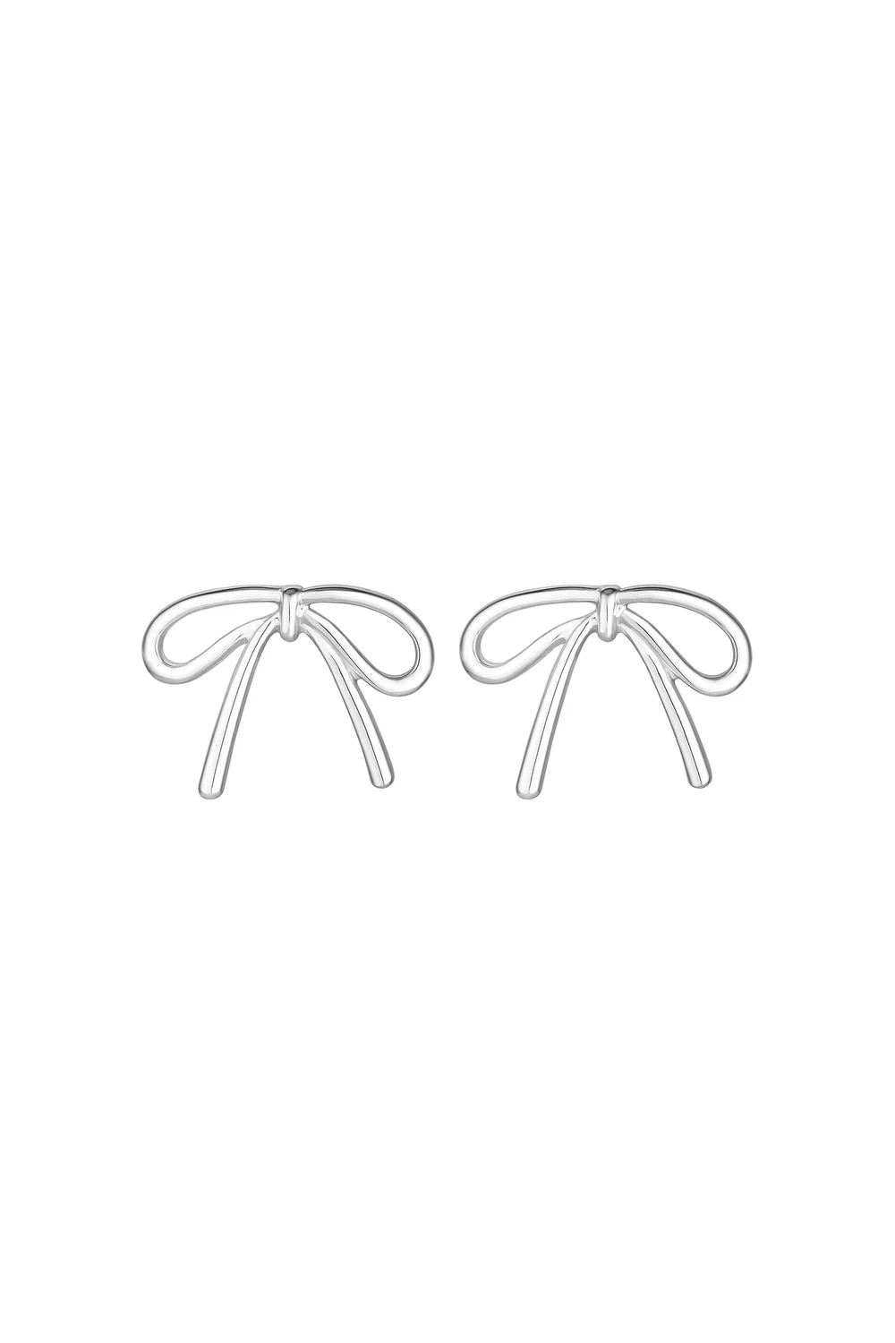 Mood Silver Polished Bow Stud Earrings - One Size Image 1