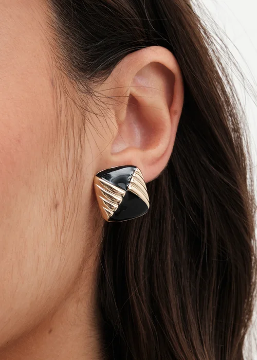 Jon Richard Vintage Inspired Gold Plated and Jet Enamel Earrings - One Size Image 2