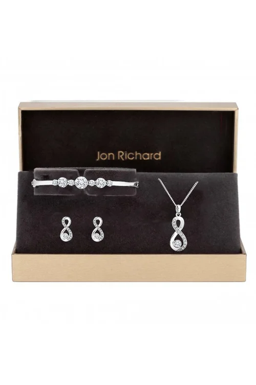 Gift Packaged Silver Crystal Infinity Jewellery Set - One Size Image 1