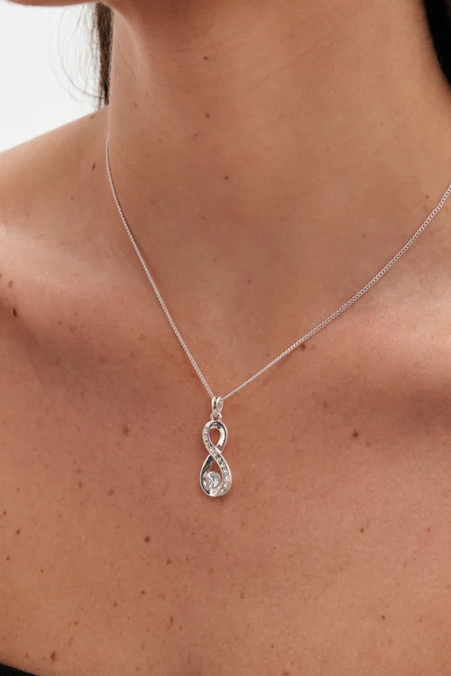 Gift Packaged Silver Crystal Infinity Jewellery Set - One Size Image 4