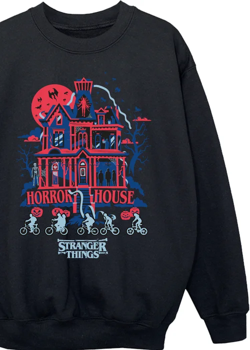 Stranger Things Horror House Boys Black Sweatshirt (7-13 Years) - 12-13 yrs Image 2