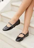 Linzi Odette Black Faux Patent Mary Jane Pumps - Size 6 Image 1