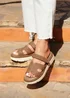 Linzi Harper Tan Faux Nubuck Chunky Link Strap Sandal - Size 6 Image 1