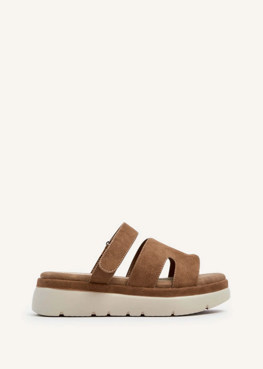 Linzi Harper Tan Faux Nubuck Chunky Link Strap Sandal - Size 6 Image 2