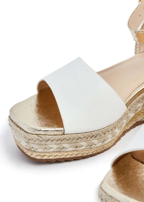 Linzi Malaga Gold Plaited Flatform Wedge Sandal - Size 4 Image 4