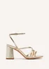 Linzi Status Gold Faux Leather Crossover Block Heeled Sandal - Size 7 Image 2