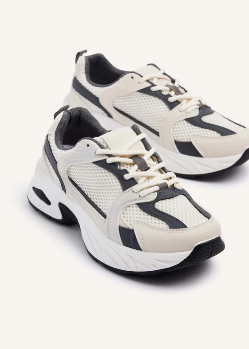 Linzi Venture Beige Mesh Effect Chunky Trainer - Size 7 Image 4