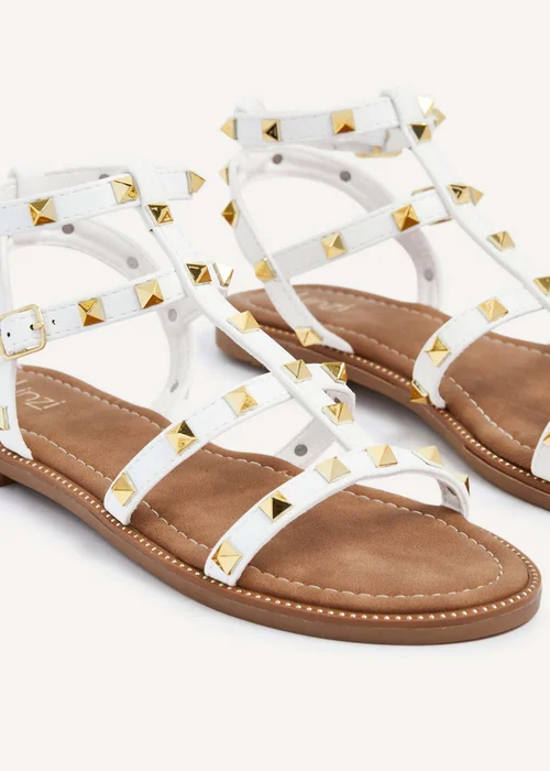 Linzi Billie White Studded Gladiator Sandal - Size 4 Image 4