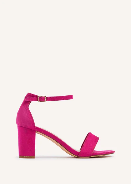 Linzi Frankie Pink Faux Suede Barely Closed Back Block Heeled Sandal - Size 4 Image 2