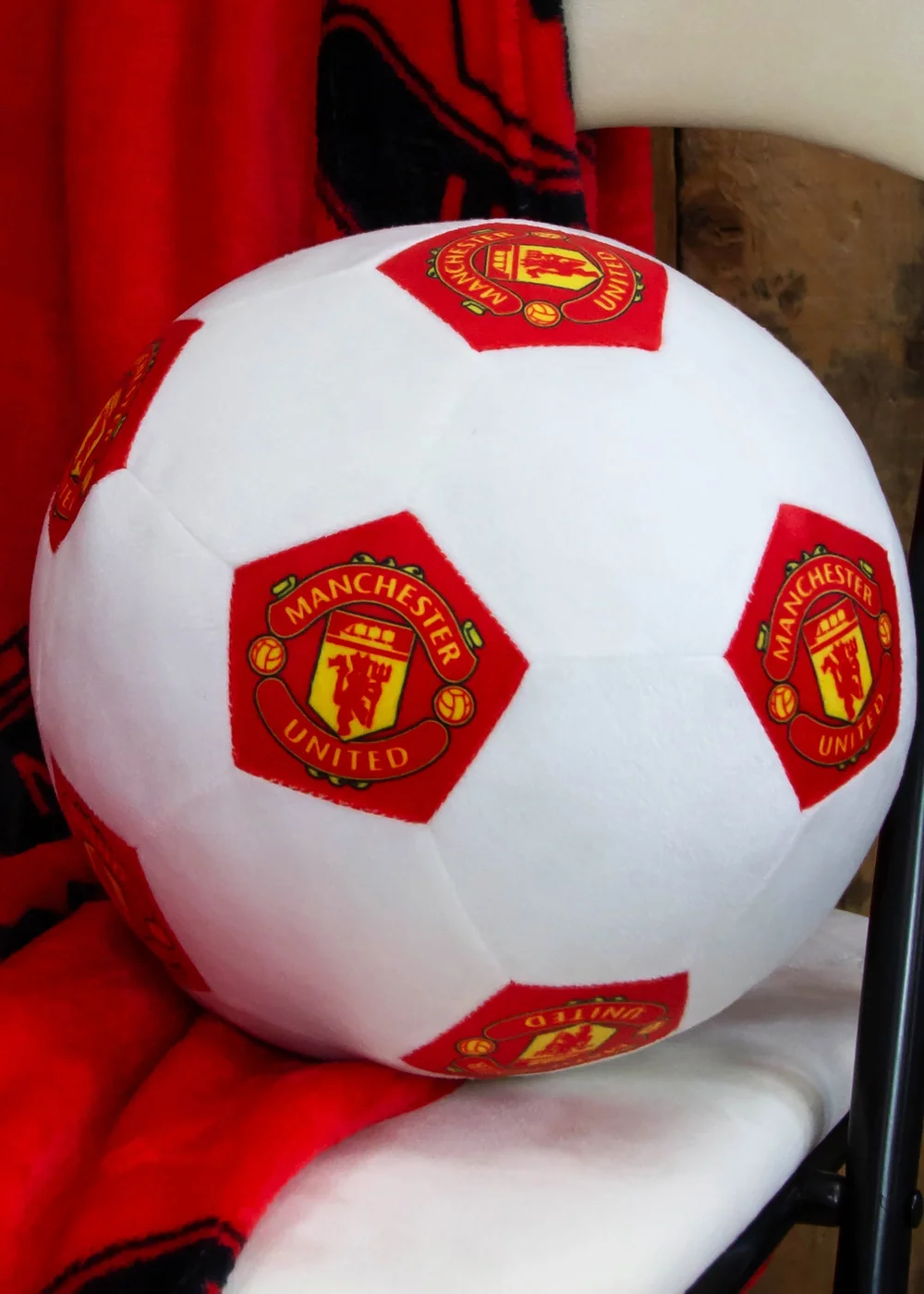Manchester United Soccer 3D Round Ball Decorative Cushion - One Size Image 2