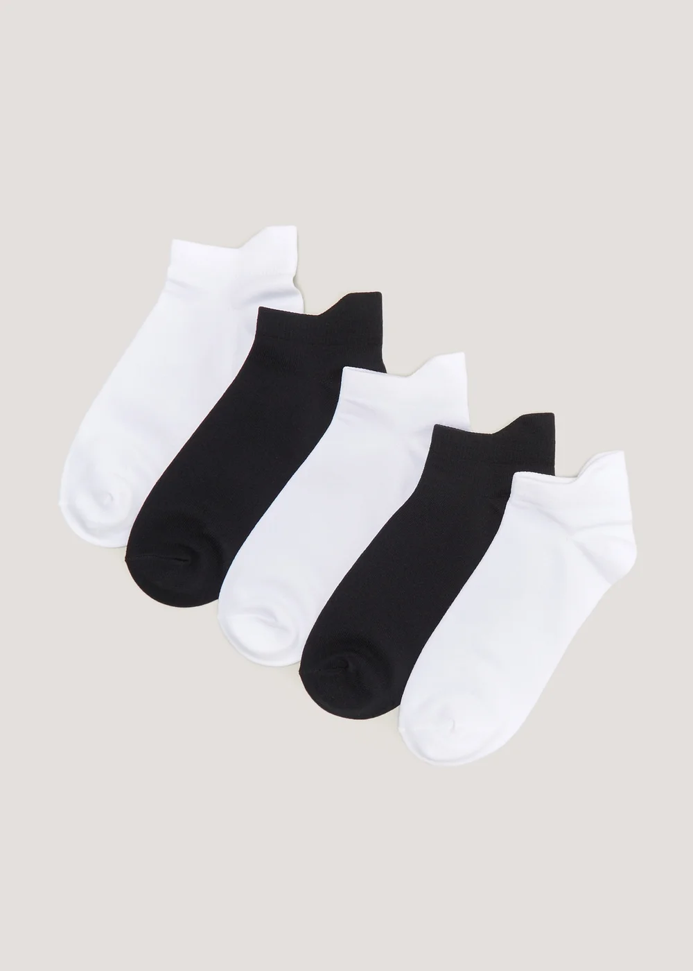 5 Pack Black & White Microfibre Trainer Socks - One Size Image 1