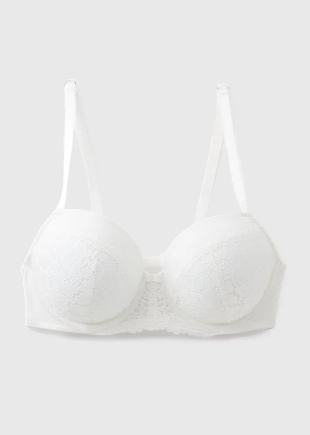 DD+ White Lace Padded Bra