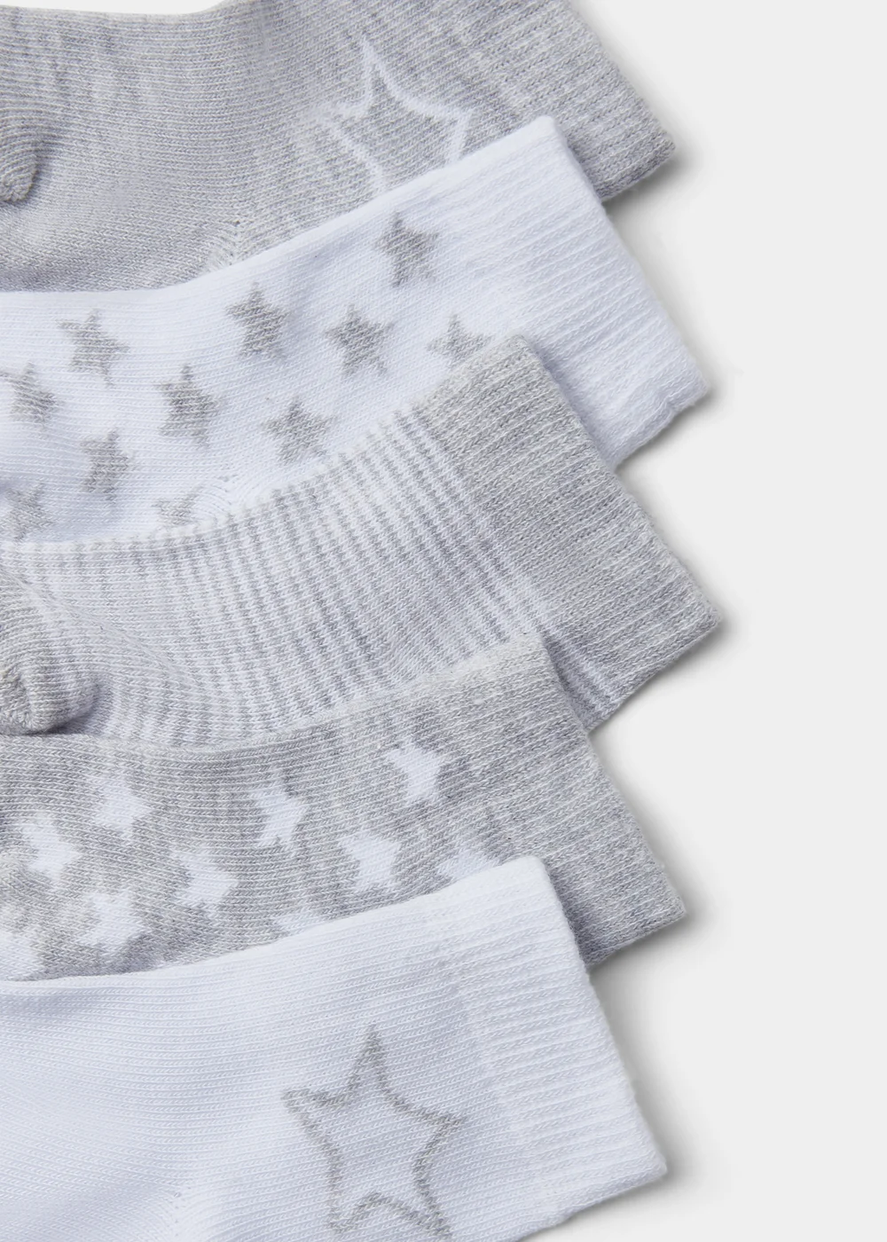 5 Pack Baby Grey Patterned Socks (Newborn-24mths) - Up to 1 Month Image 2