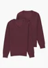 2 Pack Burgundy V-Neck Knit Jumper (Younger 4-12) - Age 5 Years Image 1