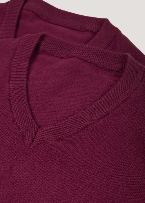 2 Pack Burgundy V-Neck Knit Jumper (Younger 4-12) - Age 5 Years Image 2