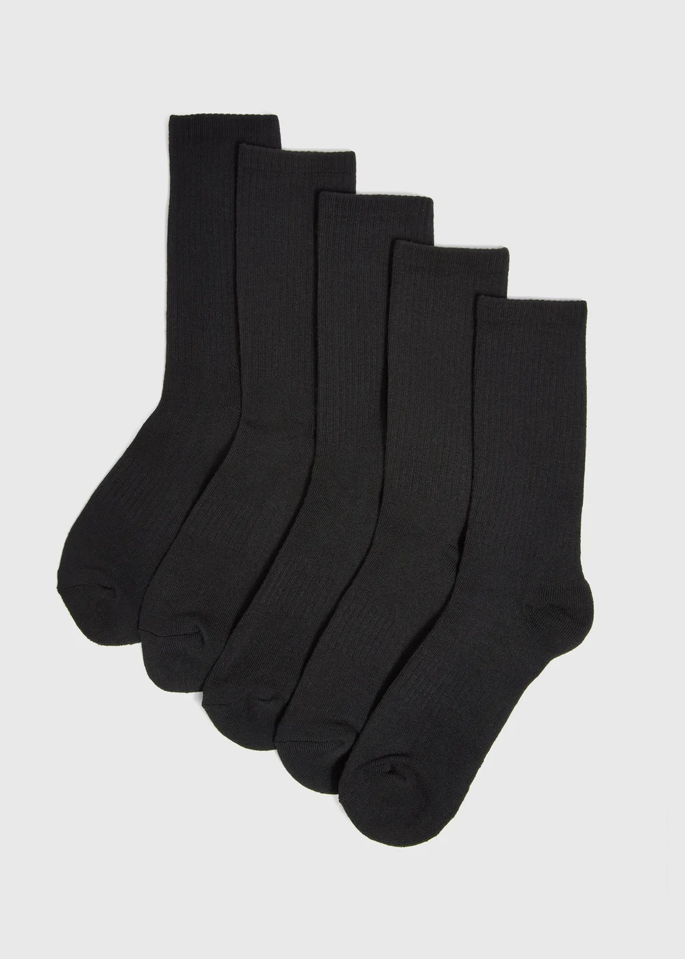 5 Pack Black Ribbed Sports Socks - Sizes 6 - 8.5 Image 1