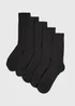 5 Pack Black Ribbed Sports Socks - Sizes 6 - 8.5 Image 1