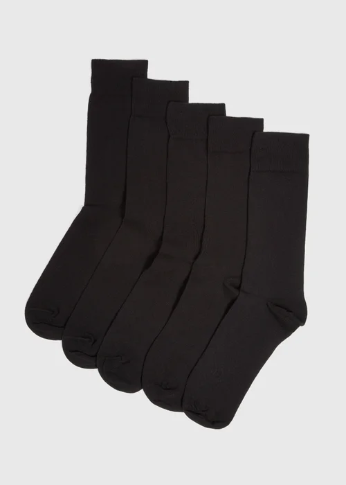 5 Pack Black Plain Socks - Sizes 6 - 8.5 Image 1