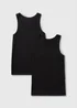 2 Pack Black Cotton Vests - Small Image 1