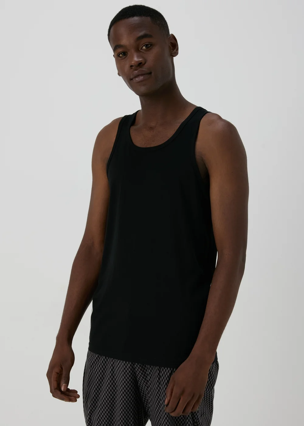 2 Pack Black Cotton Vests - Small Image 2