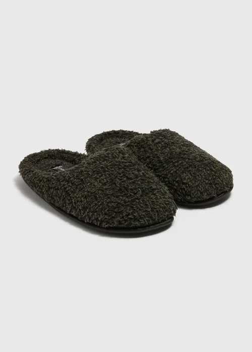 Charcoal Fluffy Gown Mule Slippers - Size 7 - 8 Image 1