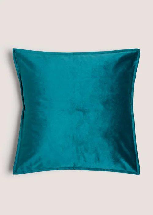 Large Teal Velvet Cushion Image 1