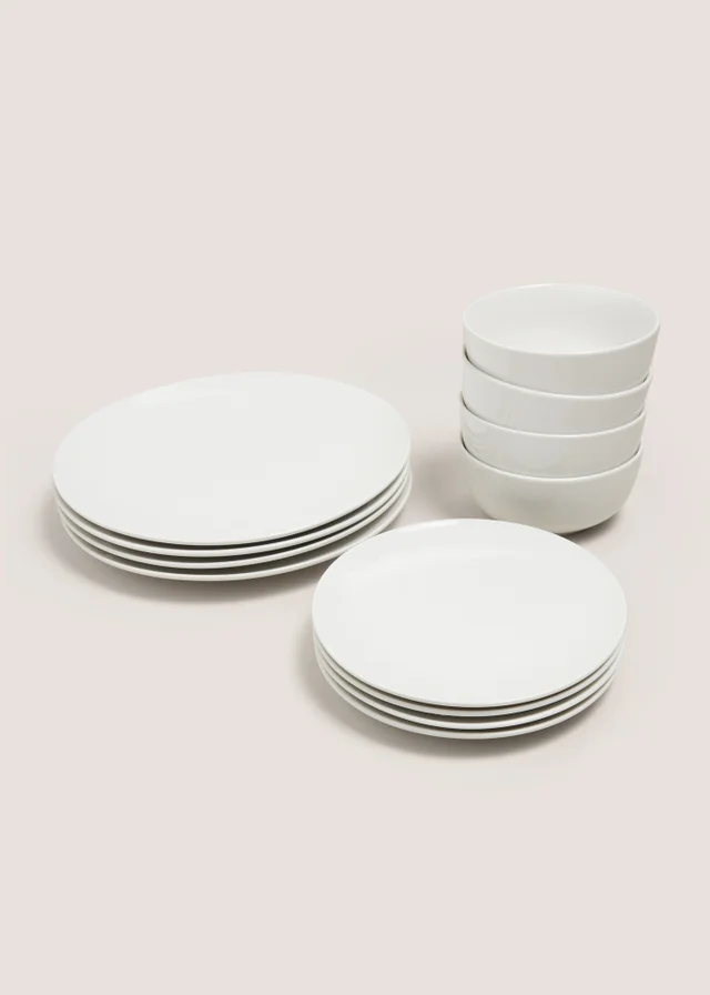 12 Piece White Dinner Set
