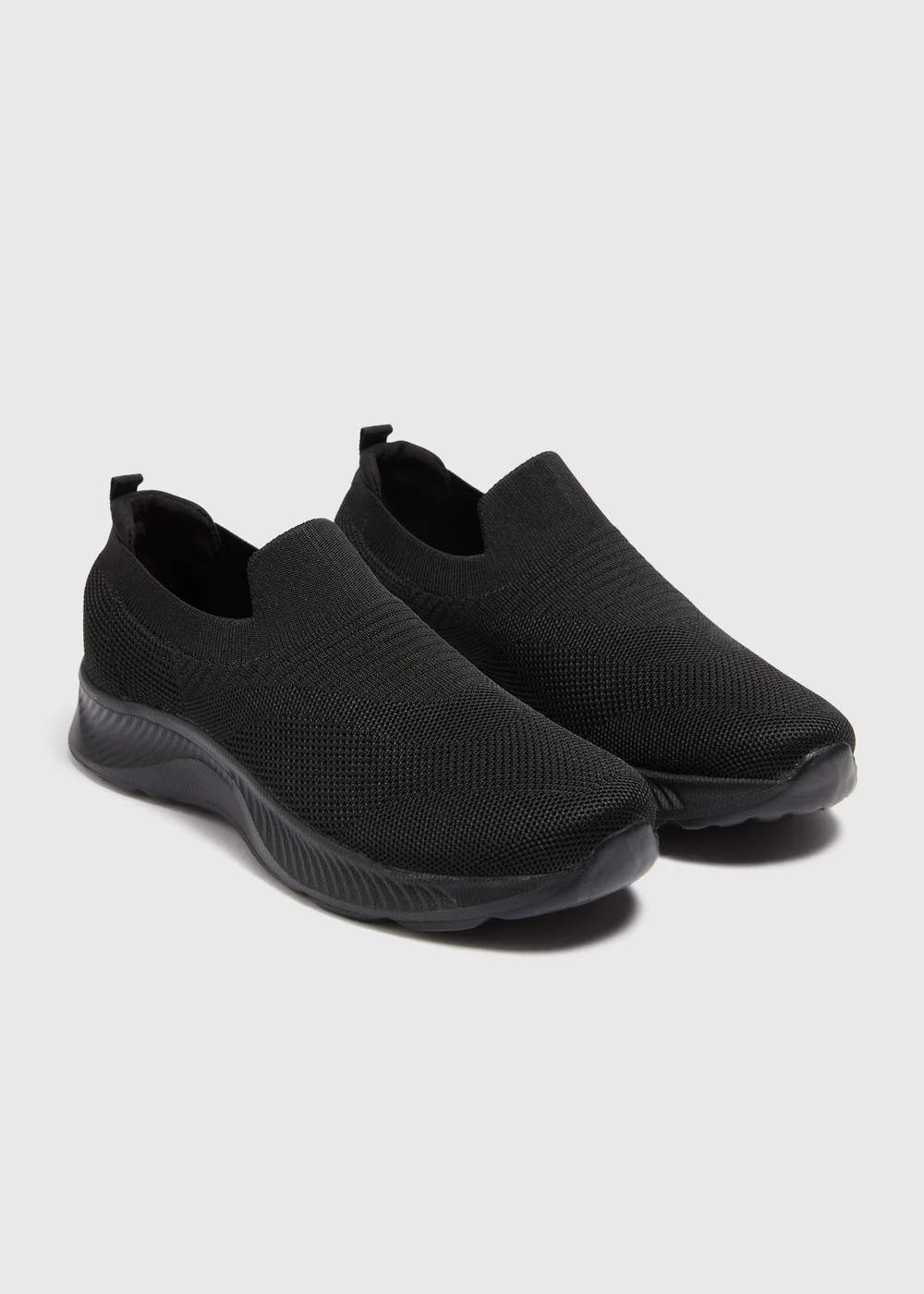 Black Knitted Slip On Trainers - Size 3 Image 1
