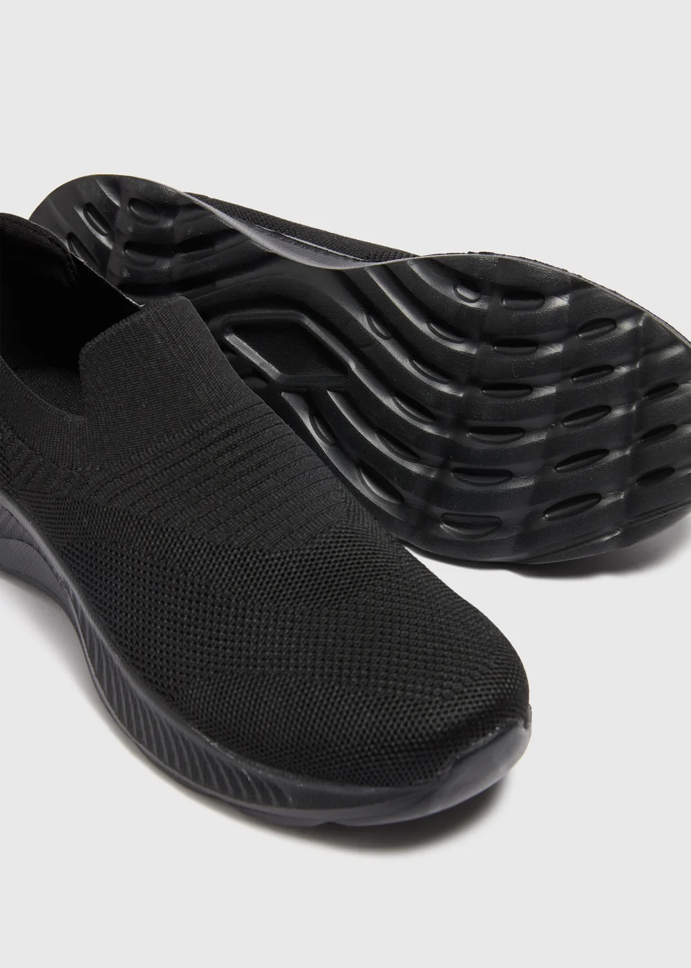 Black Knitted Slip On Trainers - Size 3 Image 2