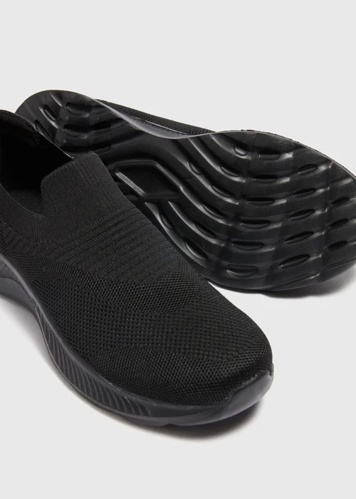 Black Knitted Slip On Trainers - Size 3 Image 2