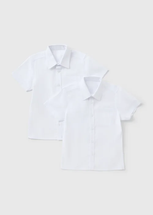 2 Pack Boys White Slim Fit School Shirts (4-16yrs) - Age 4 Years Image 1