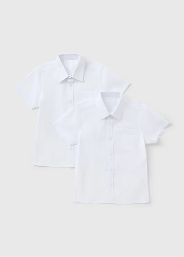 2 Pack Boys White Slim Fit School Shirts (4-16yrs)