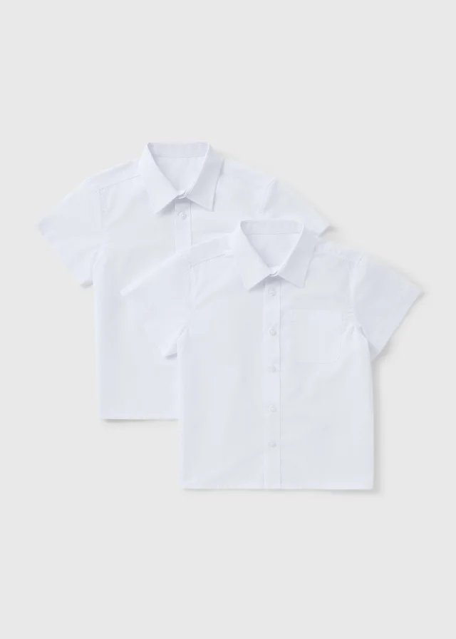 Boys 2 Pack White Plus Fit Short Sleeve School Shirts (6-16yrs)