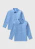 2 Pack Boys Blue Long Sleeve School Shirts (4-16yrs) - Age 4 Years Image 1