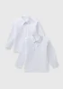 Boys 2 Pack White Plus Fit Long Sleeve School Shirts (6-16yrs) - Age 10 Years Image 1
