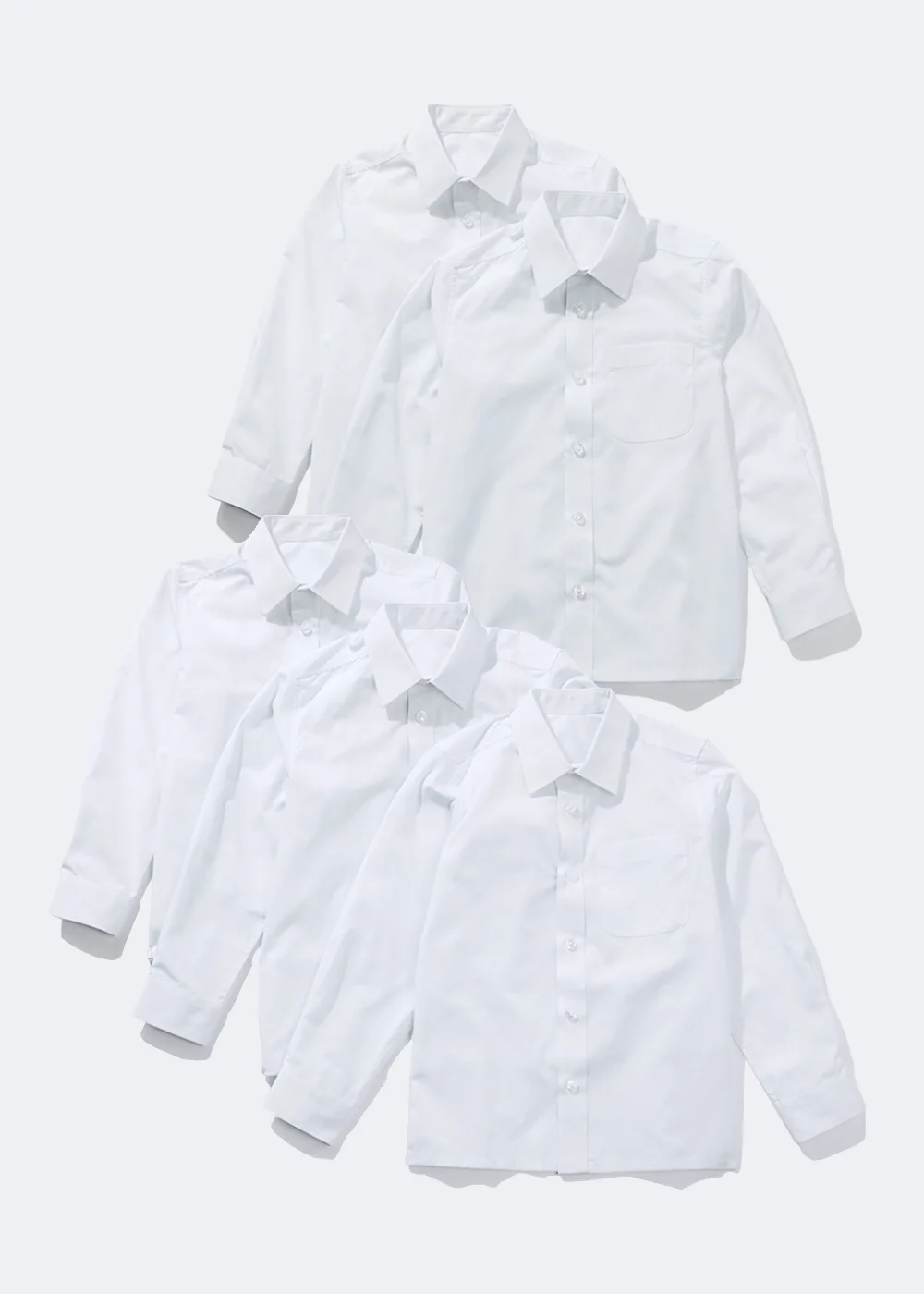 5 Pack Boys White Long Sleeved Shirts (4-16yrs) - Age 4 Years Image 1
