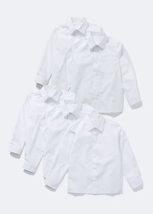 5 Pack Boys White Long Sleeved Shirts (4-16yrs) - Age 4 Years Image 1